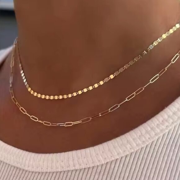 14K Gold Filled Paper Clip Layered Gold Filled Necklace - Picture 5 of 5